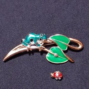 FROG AND LADYBUG PIN/BROOCH